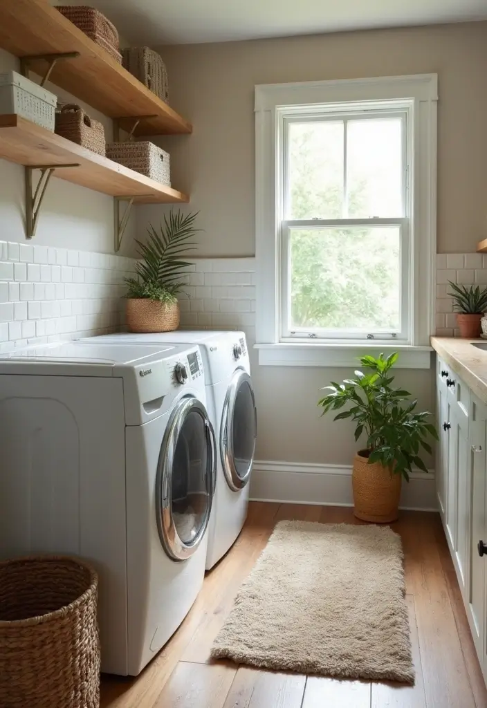 41+ Laundry Room Design Ideas for Function and Flair - 19. Cozy Rugs and Mats