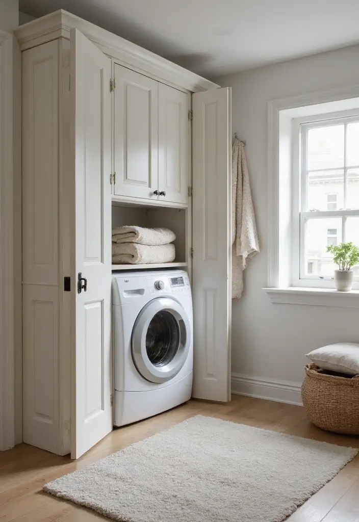 41+ Laundry Room Design Ideas for Function and Flair - 21. Elegant Folding Doors