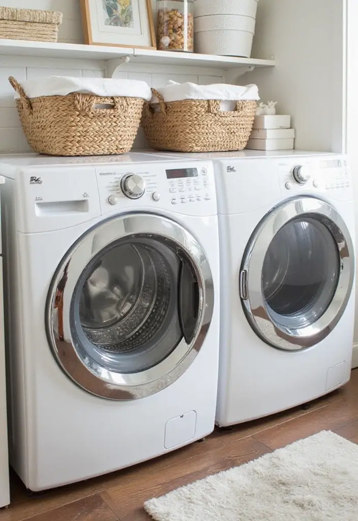 41+ Laundry Room Design Ideas for Function and Flair - 24. Decorative Laundry Basket Options