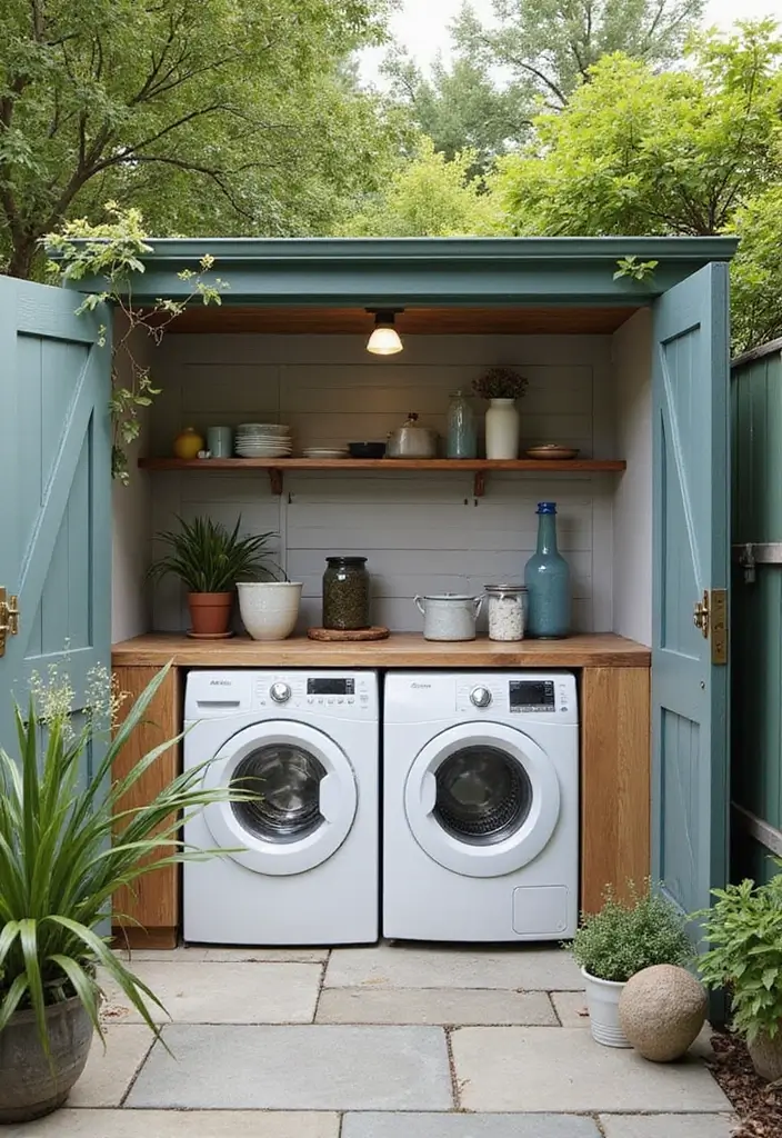 41+ Laundry Room Design Ideas for Function and Flair - 26. Outdoor Laundry Space