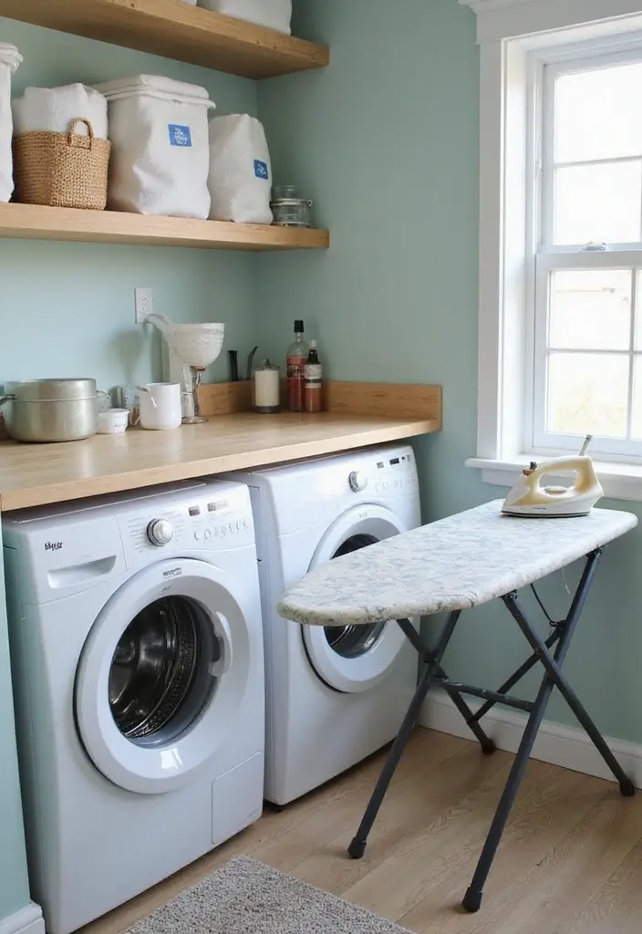 41+ Laundry Room Design Ideas for Function and Flair - 29. Efficient Ironing Setup