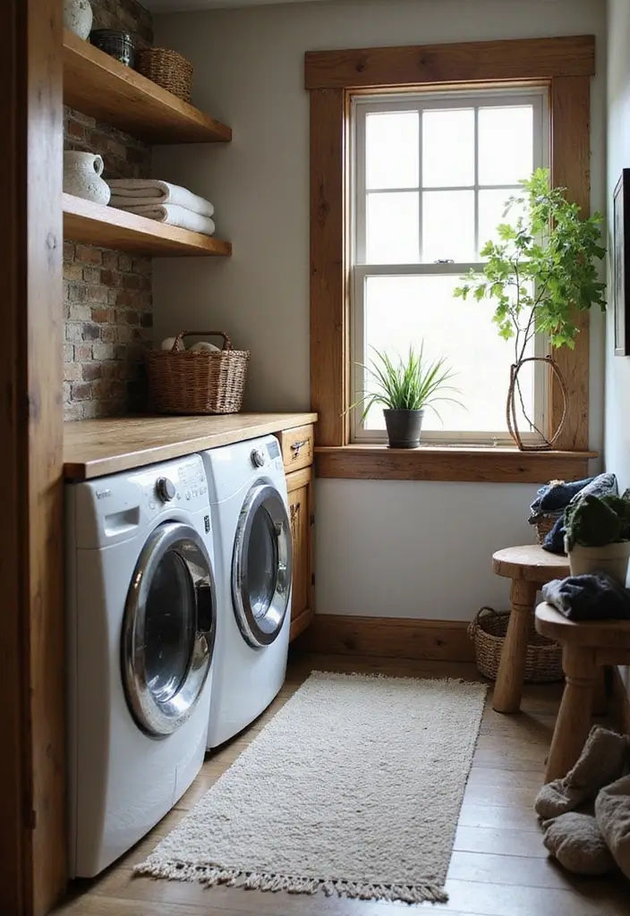 41+ Laundry Room Design Ideas for Function and Flair - 35. Mixed Material Combinations
