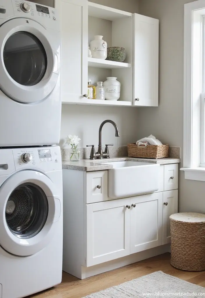 41+ Laundry Room Design Ideas for Function and Flair - 39. Savvy Sink Accessories