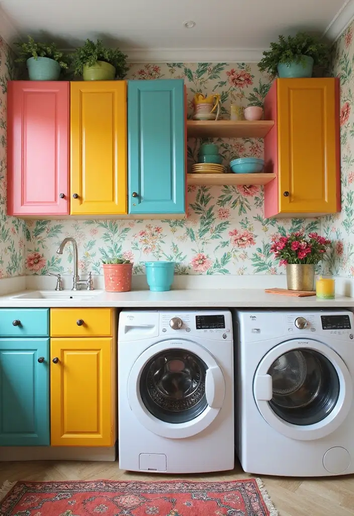 41+ Laundry Room Design Ideas for Function and Flair - 5. Colorful and Fun Detailing