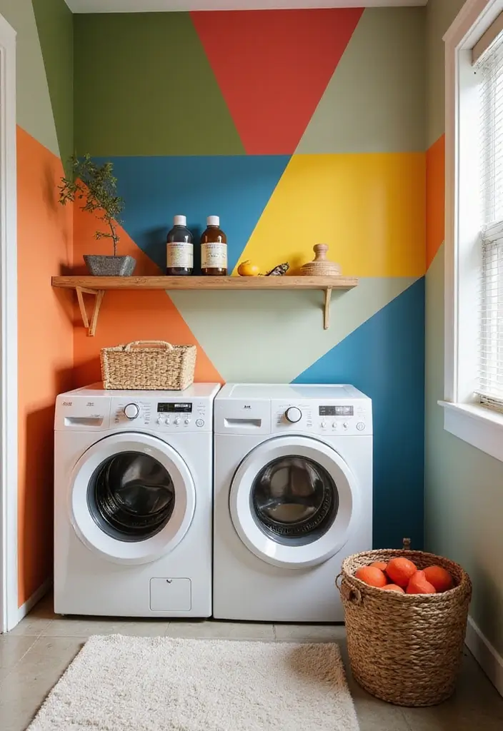 42+ Laundry Room Wallpaper Ideas to Add Personality - 11. Bold Color Blocks