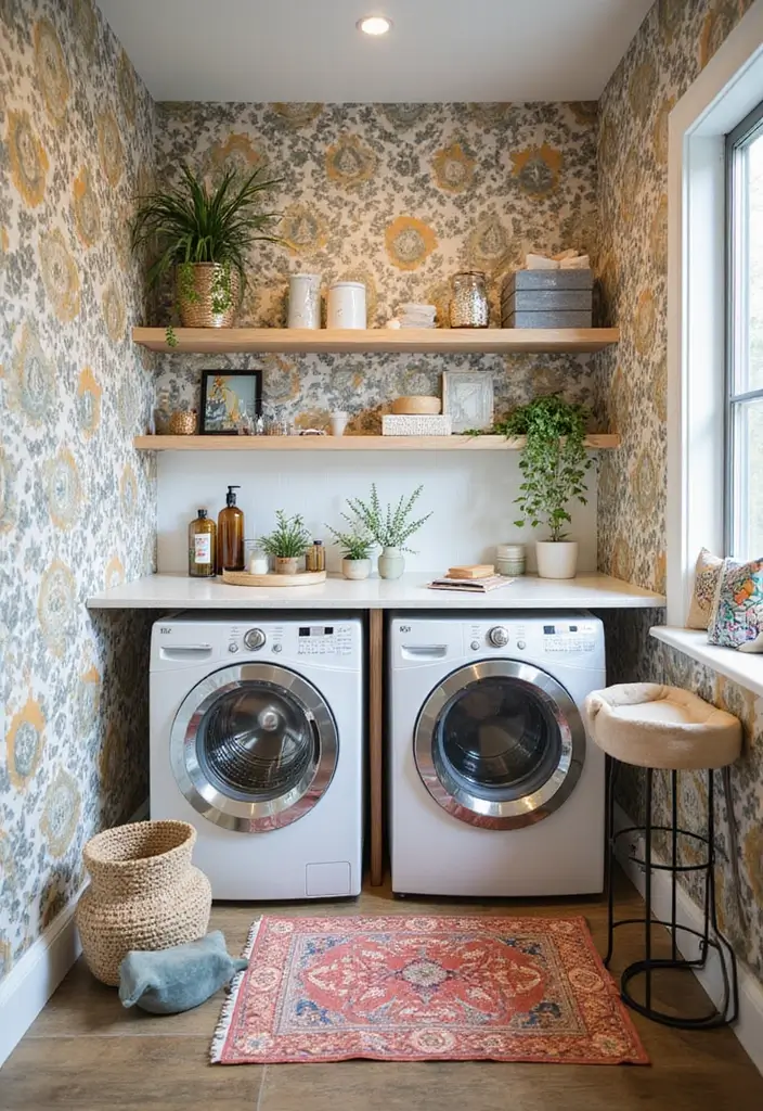 42+ Laundry Room Wallpaper Ideas to Add Personality - 24. Overlapping Prints