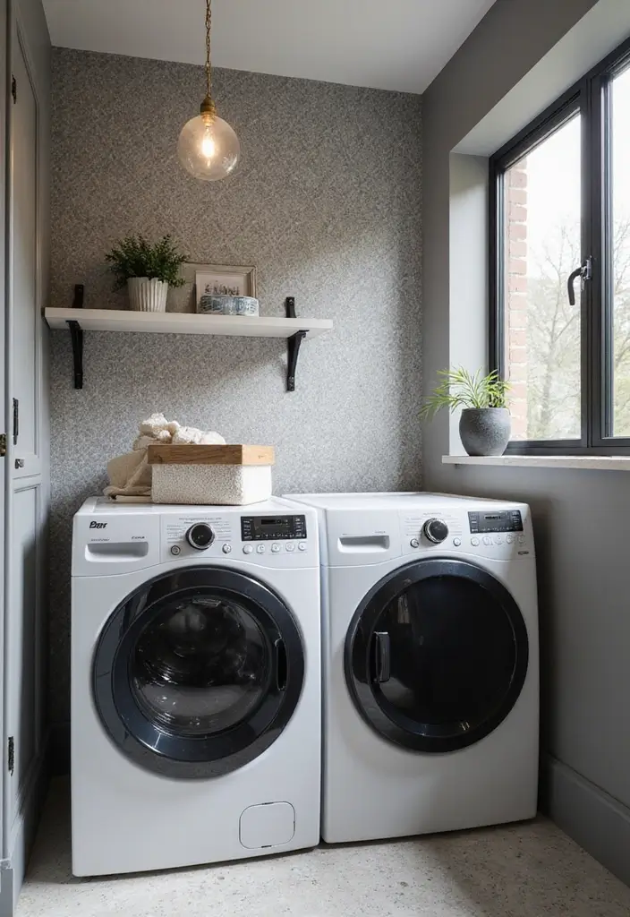 42+ Laundry Room Wallpaper Ideas to Add Personality - 28. Textured Geometric Patterns