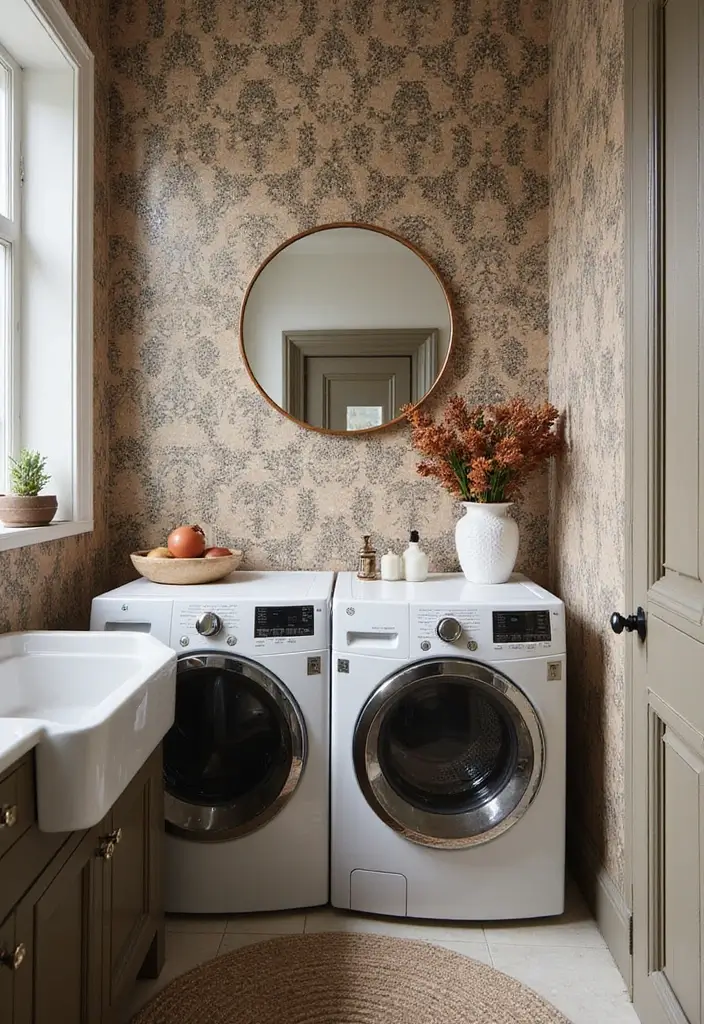 42+ Laundry Room Wallpaper Ideas to Add Personality - 29. Upscale Vintage Mosaic