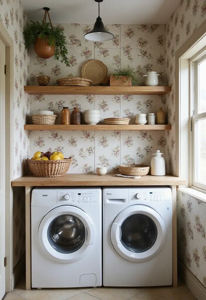 42+ Laundry Room Wallpaper Ideas to Add Personality - 41. Vintage Floral Tiles