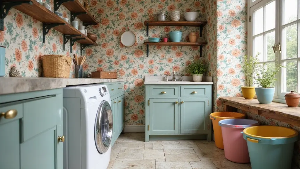 42+ Laundry Room Wallpaper Ideas to Add Personality
