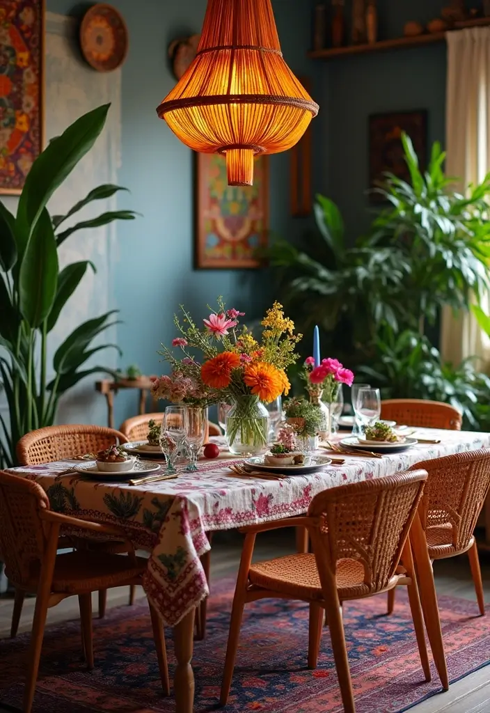 43+ Dining Room Table Decor Ideas for Every Occasion - 10. Boho Chic Table Decor