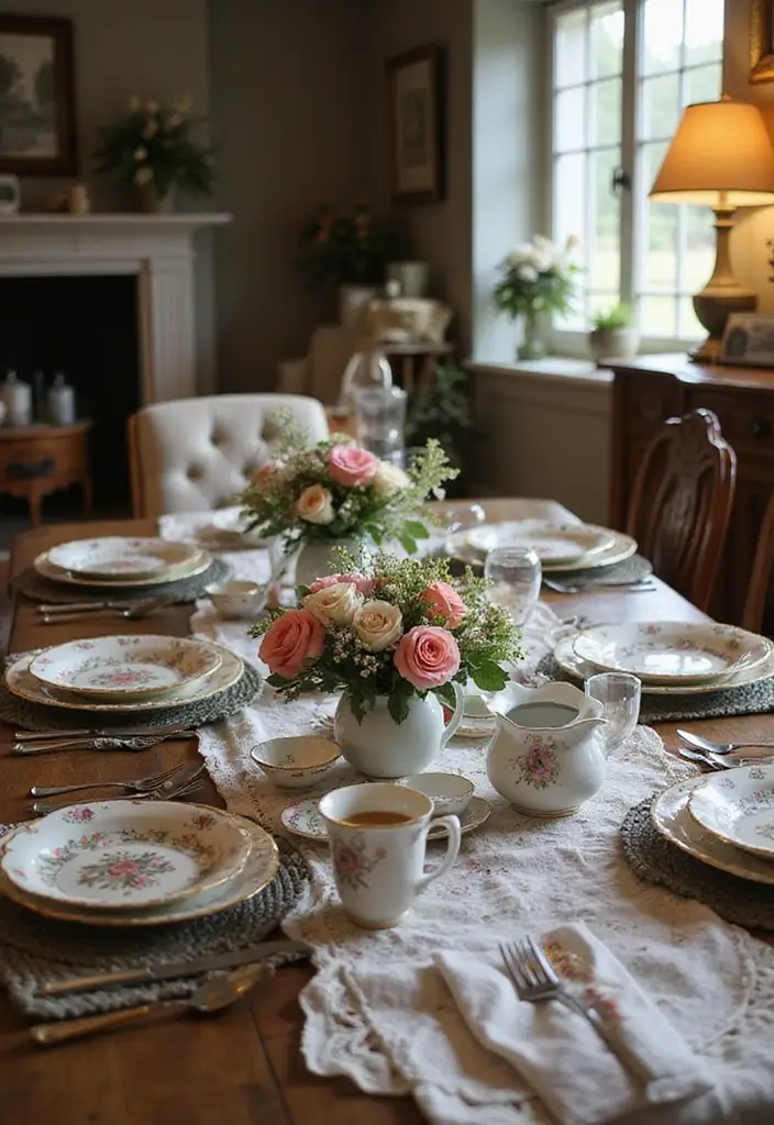43+ Dining Room Table Decor Ideas for Every Occasion - 12. Vintage-Inspired Decor