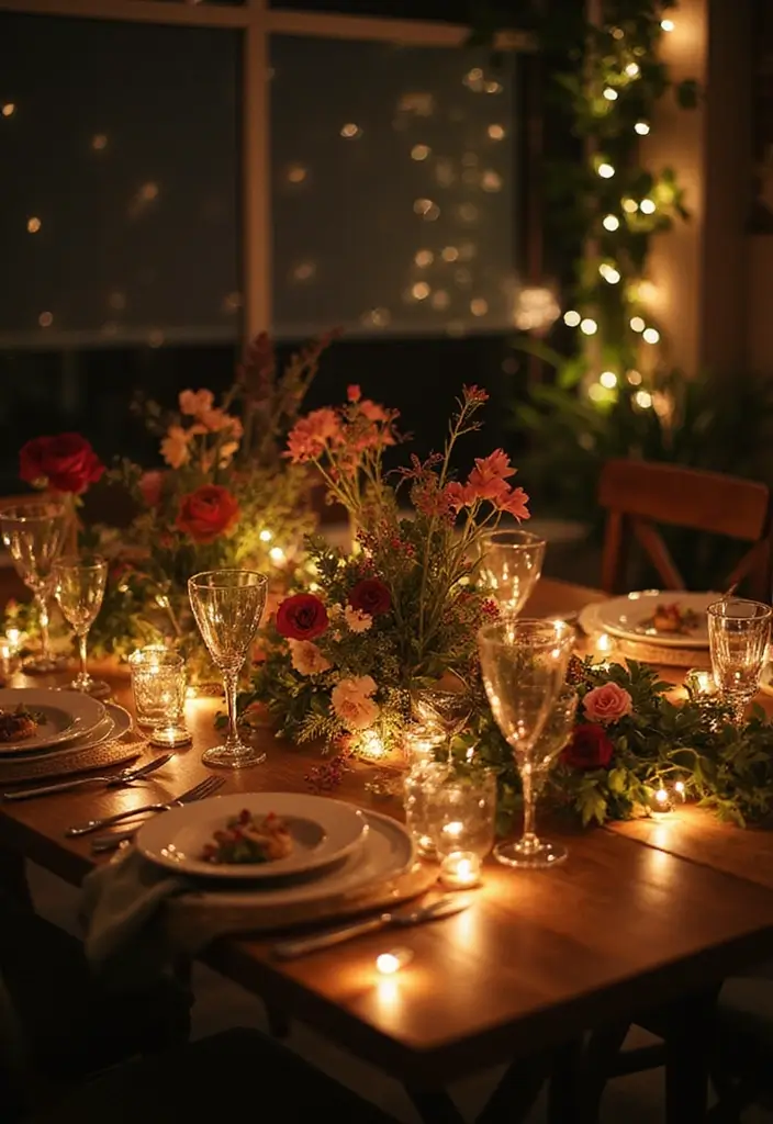 43+ Dining Room Table Decor Ideas for Every Occasion - 15. Whimsical Fairy Lights