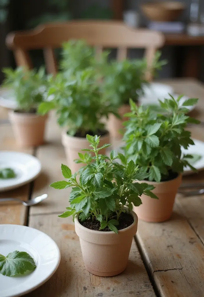 43+ Dining Room Table Decor Ideas for Every Occasion - 17. Fresh Herb Centerpieces