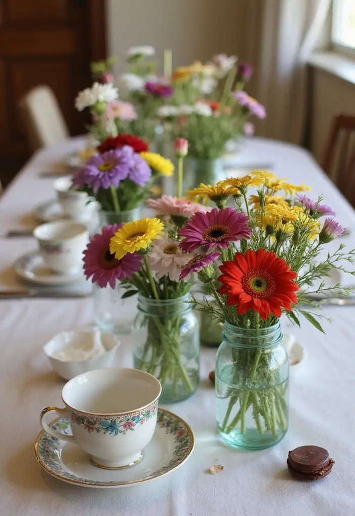 43+ Dining Room Table Decor Ideas for Every Occasion - 27. Fresh Flowers in Unconventional Vases
