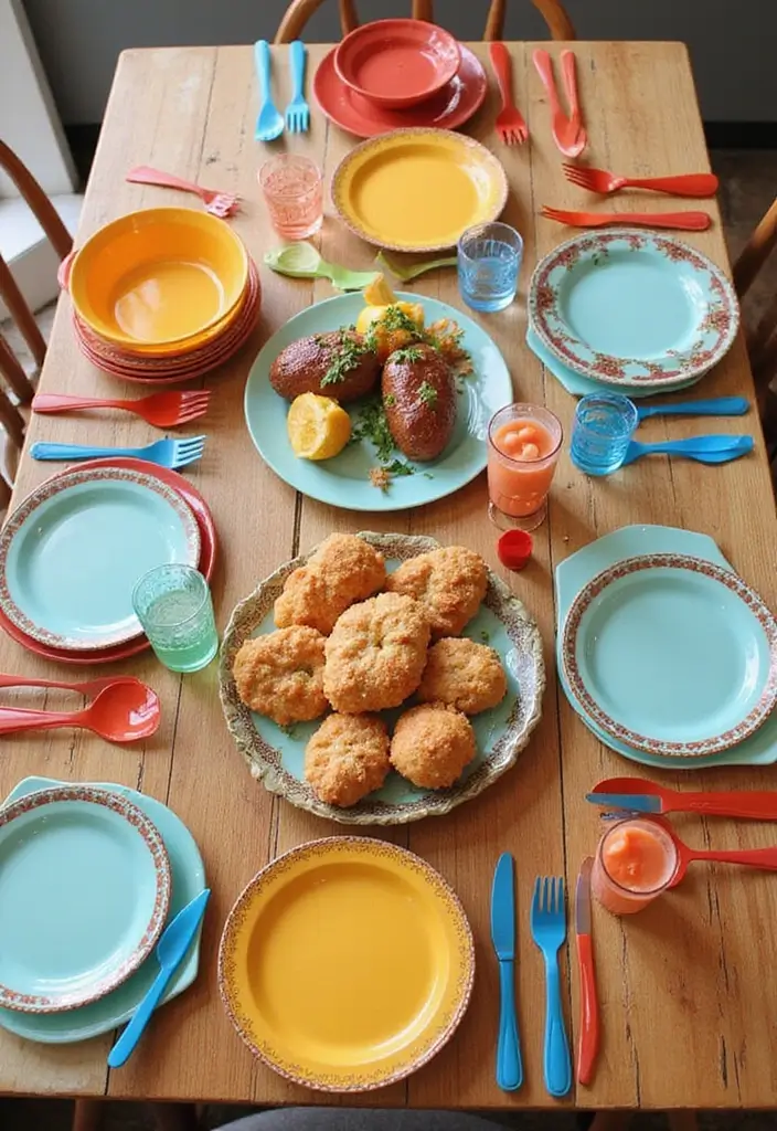 43+ Dining Room Table Decor Ideas for Every Occasion - 29. Colorful Utensils