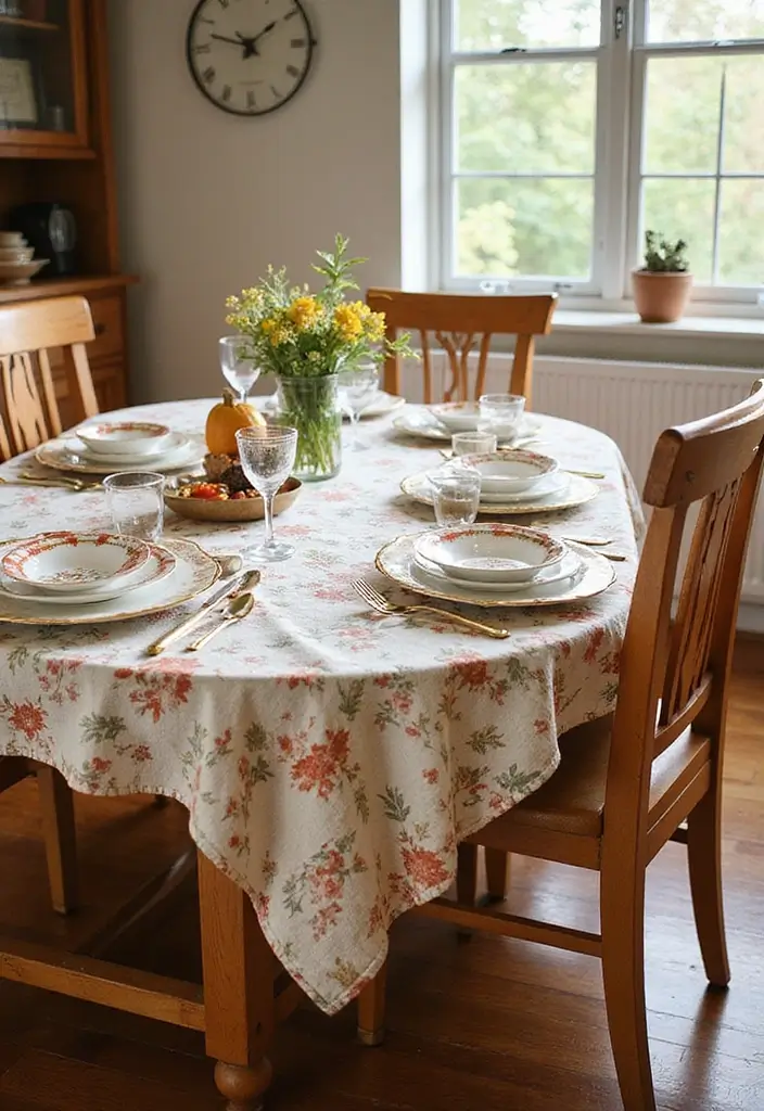 43+ Dining Room Table Decor Ideas for Every Occasion - 39. Seasonal Tablecloths