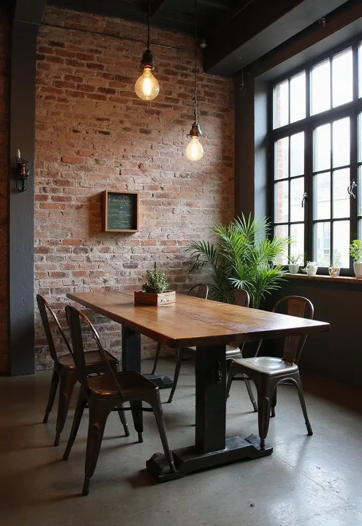 44+ Dining Room Table Ideas to Suit Any Style - 13. Industrial Style Dining Table
