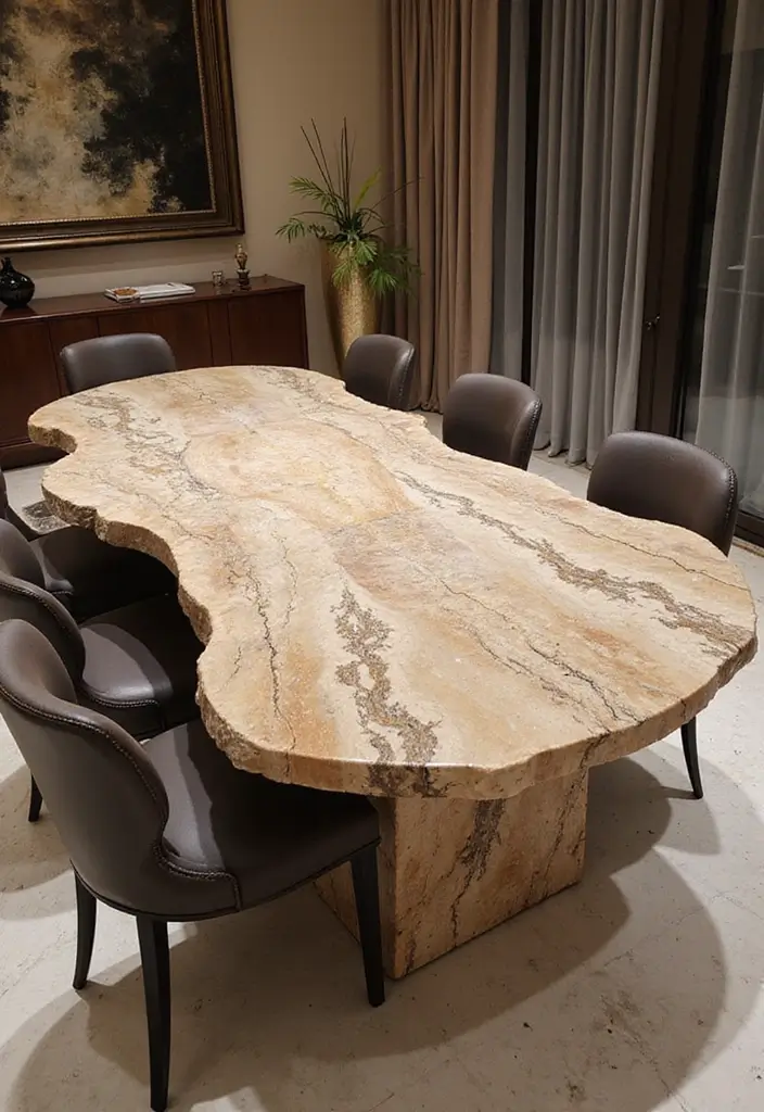 44+ Dining Room Table Ideas to Suit Any Style - 15. Natural Stone Table