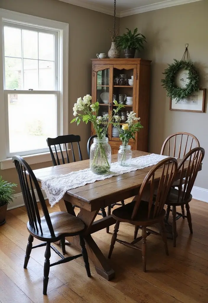 44+ Dining Room Table Ideas to Suit Any Style - 17. Vintage Farm Table