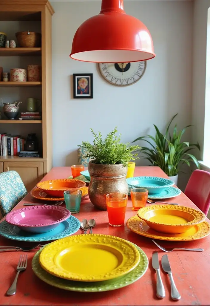 44+ Dining Room Table Ideas to Suit Any Style - 18. Bright Colorful Table