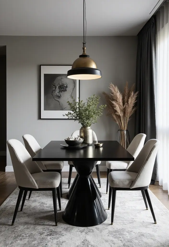 44+ Dining Room Table Ideas to Suit Any Style - 19. Modern Black and White Table