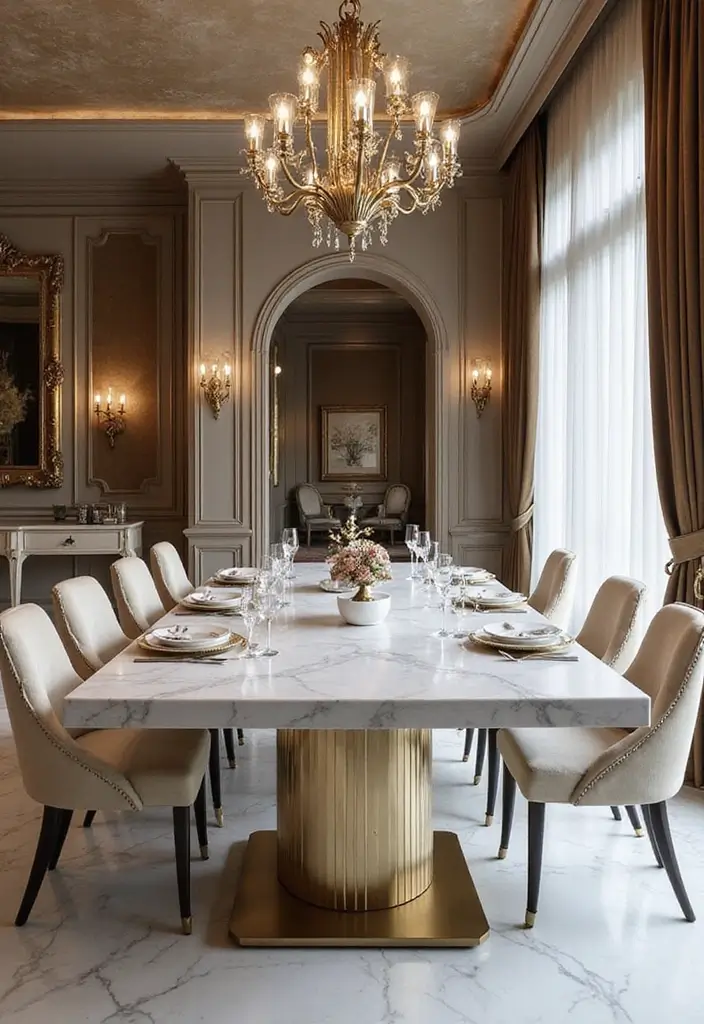 44+ Dining Room Table Ideas to Suit Any Style - 34. Elegant White Marble Table
