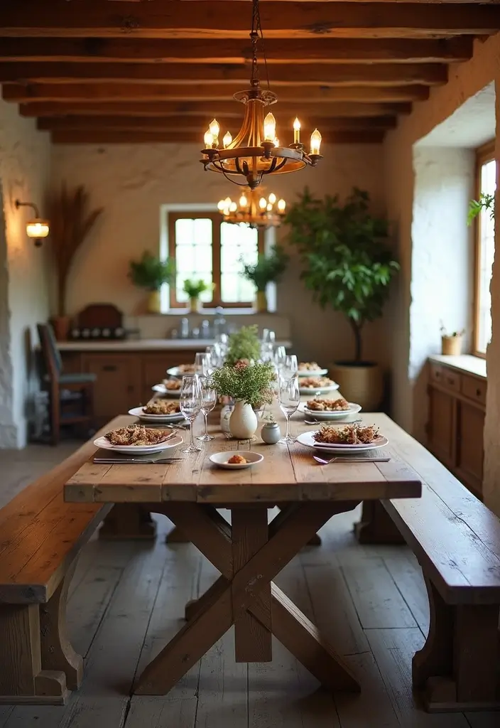 44+ Dining Room Table Ideas to Suit Any Style - 38. Trestle Table with Benches