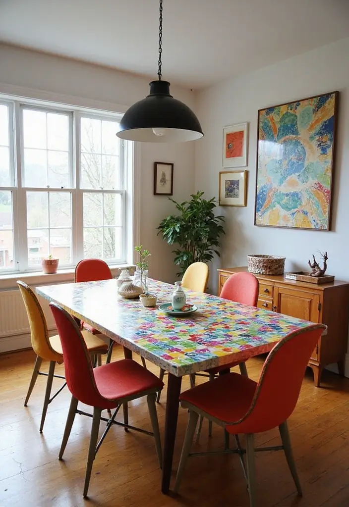 44+ Dining Room Table Ideas to Suit Any Style - 8. Ceramic Tile Inlay Table