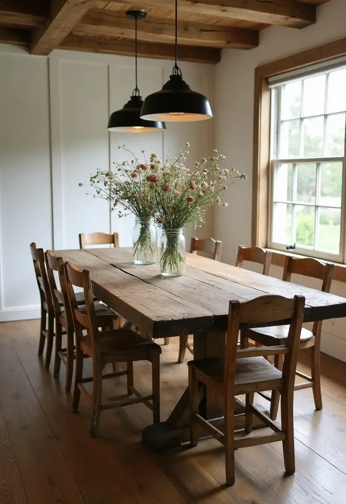 45+ Dining Room Design Ideas for a Welcoming Space - 12. Rustic Farmhouse Style