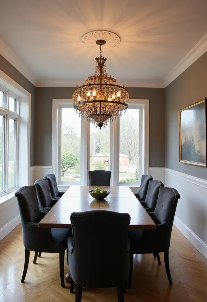 45+ Dining Room Design Ideas for a Welcoming Space - 15. Statement Lighting Fixtures