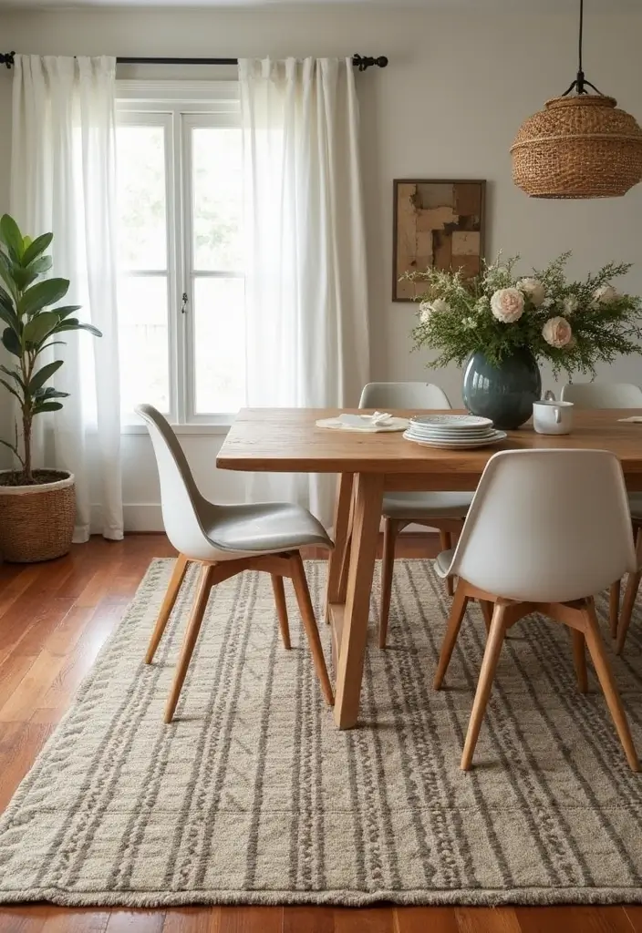 45+ Dining Room Design Ideas for a Welcoming Space - 16. Layered Rugs