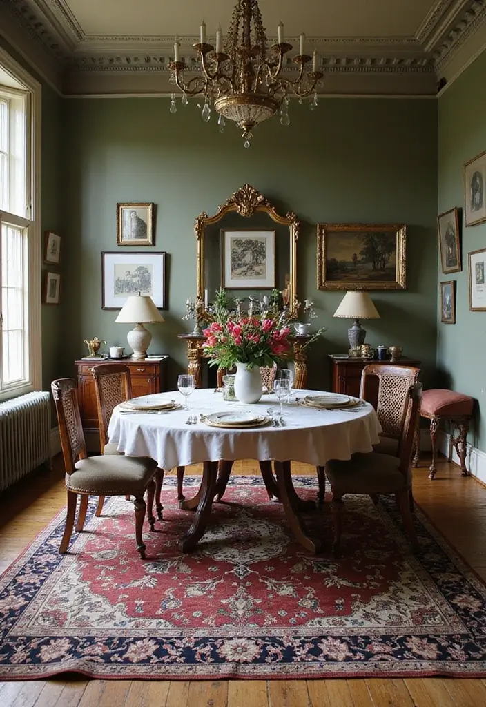 47+ Dining Room Rug Ideas to Complete Your Look - 10. Vintage Rugs for Timeless Charm