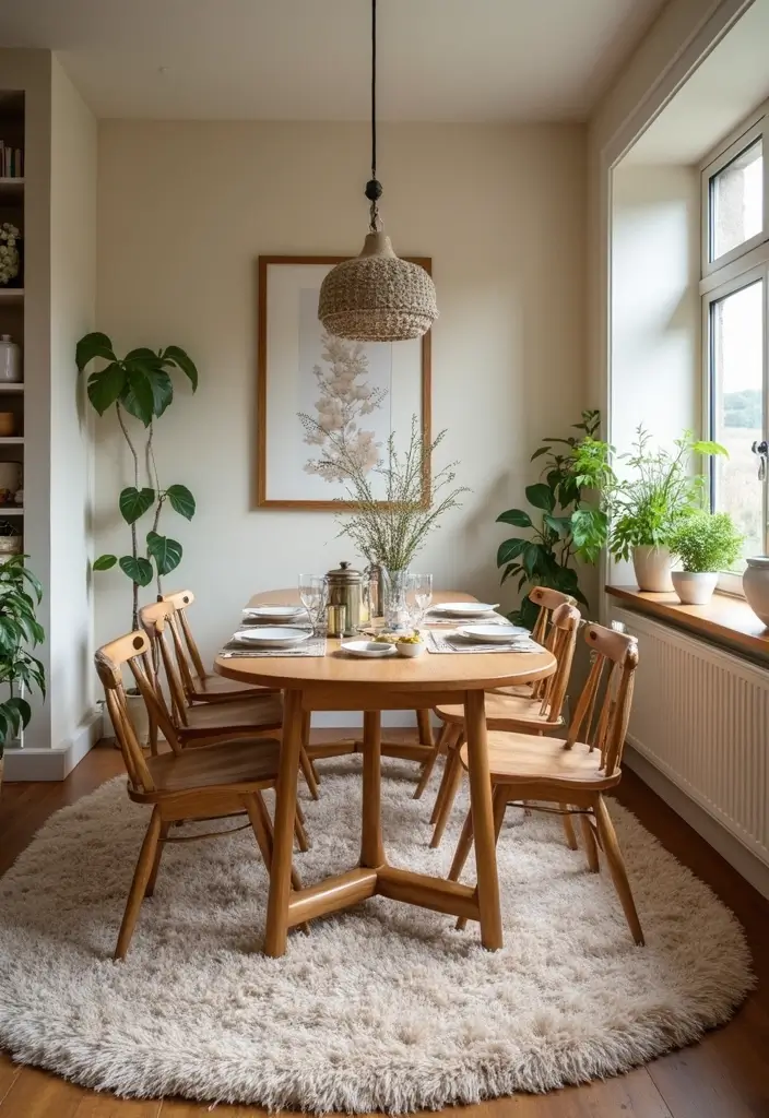 47+ Dining Room Rug Ideas to Complete Your Look - 12. Soft Shag Rugs for Cozy Comfort