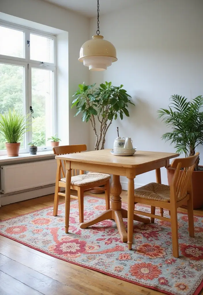 47+ Dining Room Rug Ideas to Complete Your Look - 15. Floral Patterns for Freshness