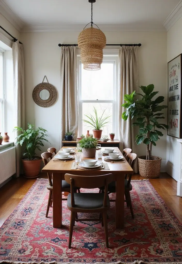 47+ Dining Room Rug Ideas to Complete Your Look - 24. Vintage Kilim Rugs