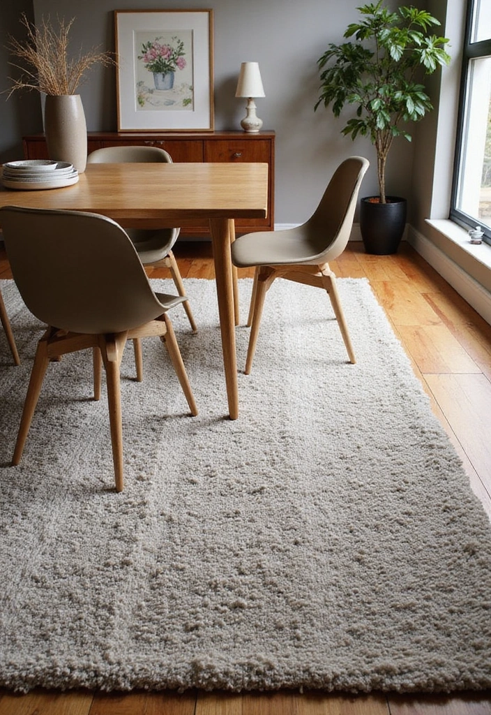 47+ Dining Room Rug Ideas to Complete Your Look - 25. Textured Boucle Rugs