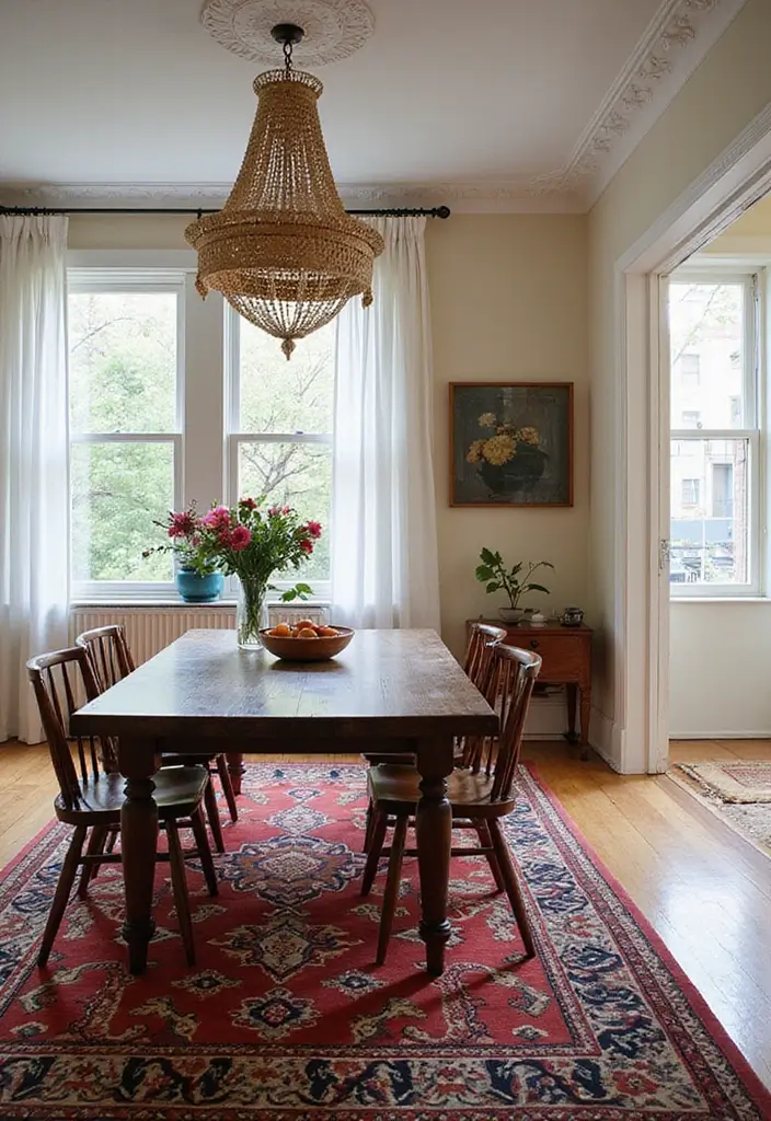 47+ Dining Room Rug Ideas to Complete Your Look - 44. Bold Tribal Patterns