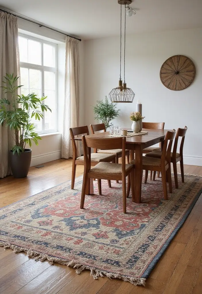 47+ Dining Room Rug Ideas to Complete Your Look - 46. Textural Layering Techniques