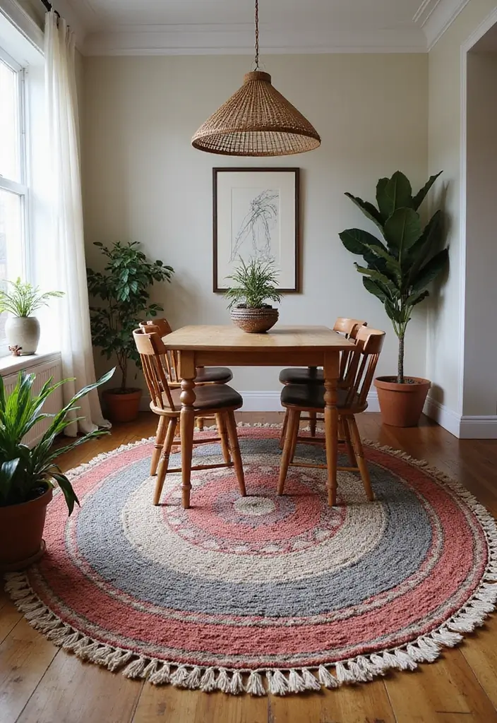 47+ Dining Room Rug Ideas to Complete Your Look - 7. Handwoven Treasures