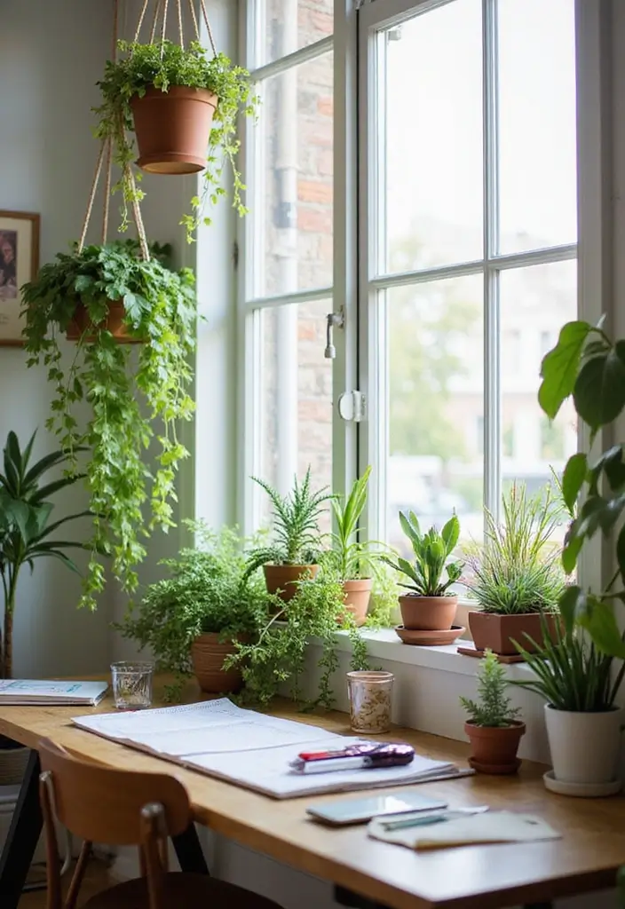 49+ Escritorio Home Office Ideas for Productive Workspaces - 2. Plant Decor