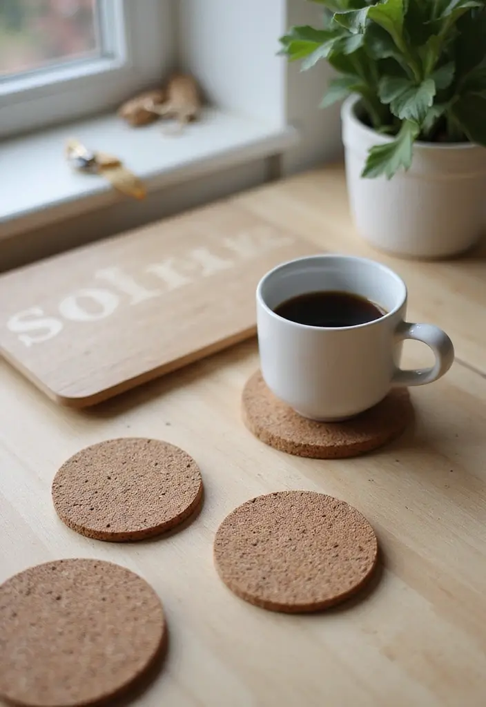 49+ Escritorio Home Office Ideas for Productive Workspaces - 33. Sustainable Coasters