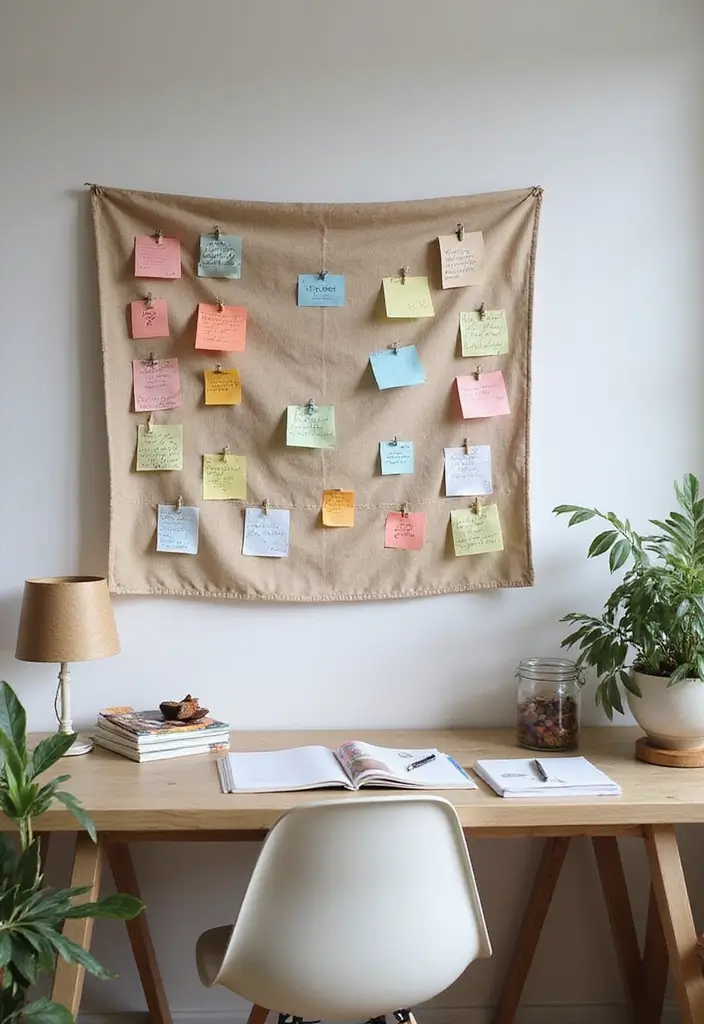 49+ Escritorio Home Office Ideas for Productive Workspaces - 36. Fabric Pinboards