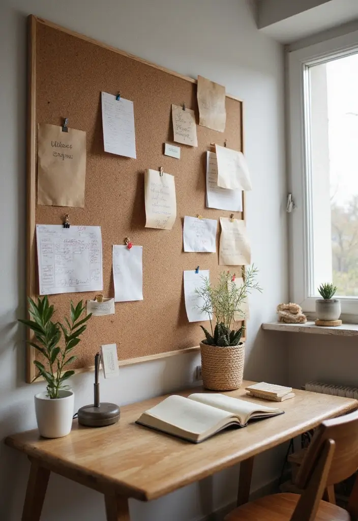 49+ Escritorio Home Office Ideas for Productive Workspaces - 39. Cork Boards