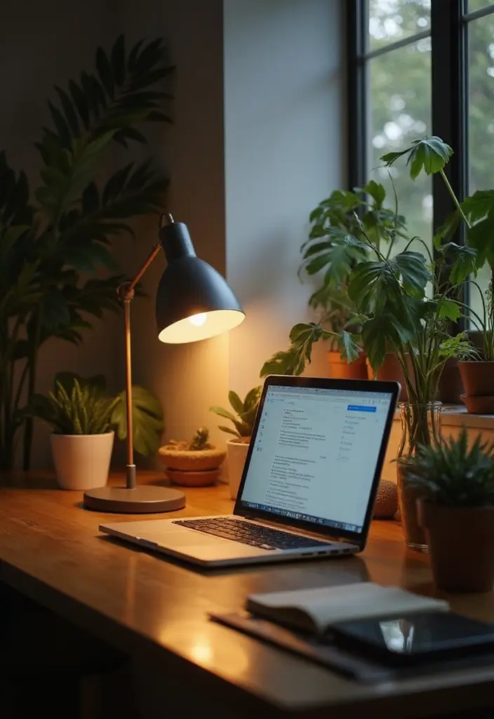 49+ Escritorio Home Office Ideas for Productive Workspaces - 5. Energy-Efficient Lighting