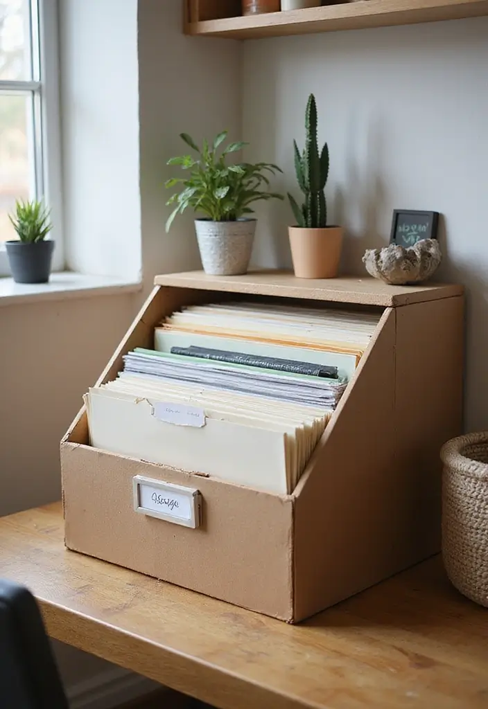 50+ Home Office Decor Ideas for a Stylish Workspace - 26. Sustainable Filing Systems