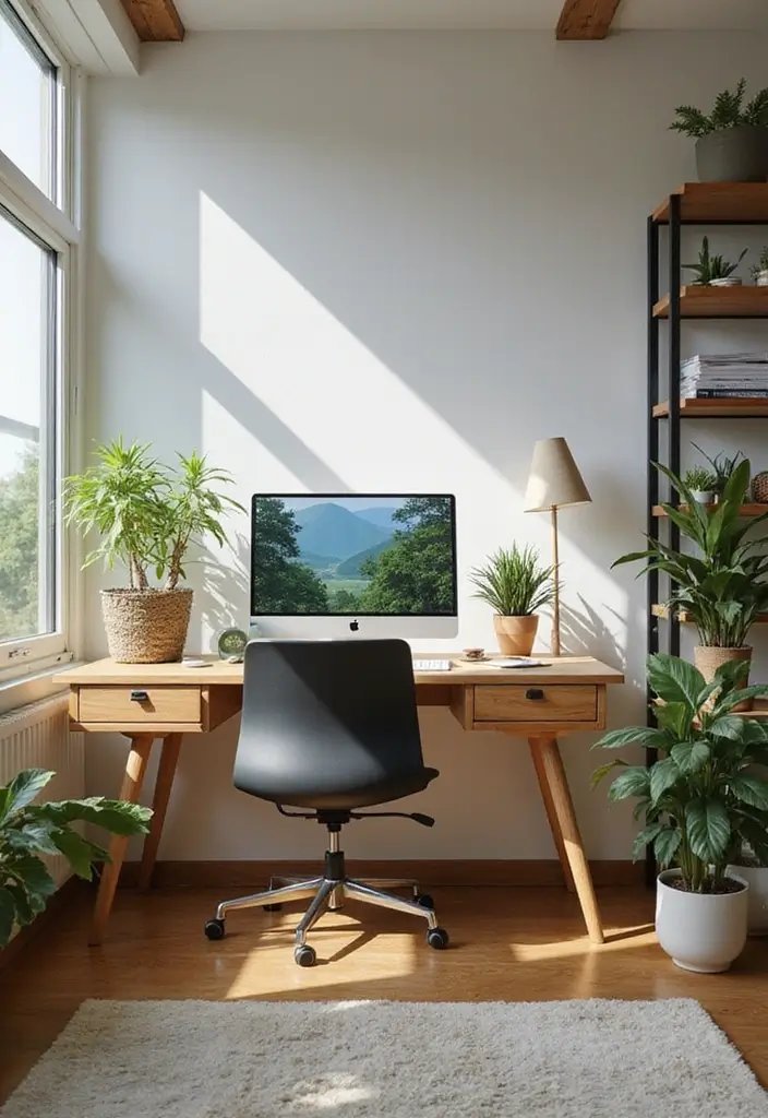 50+ Home Office Decor Ideas for a Stylish Workspace - 30. Eco-Conscious Technology Choices