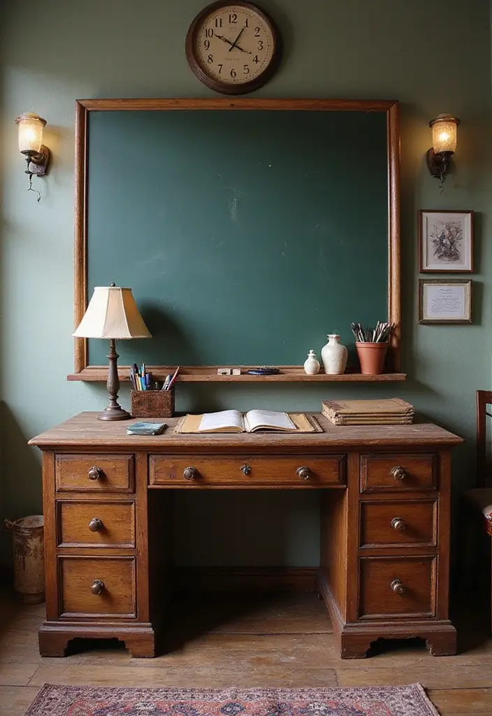 50+ Home Office Decor Ideas for a Stylish Workspace - 35. Vintage Schoolhouse Style
