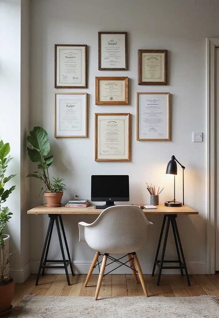 50+ Home Office Decor Ideas for a Stylish Workspace - 38. Highlighting Personal Achievements