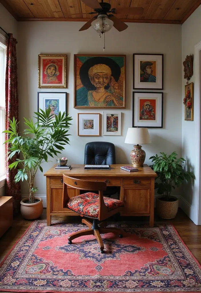 50+ Home Office Decor Ideas for a Stylish Workspace - 40. Incorporating Global Cultures